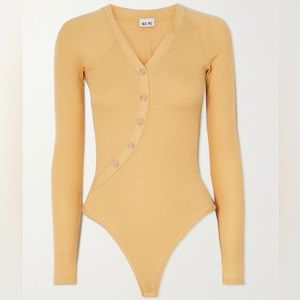 ALIX NYC Purdy asymmetric ribbed stretch-modal jersey bodysuit Sz S